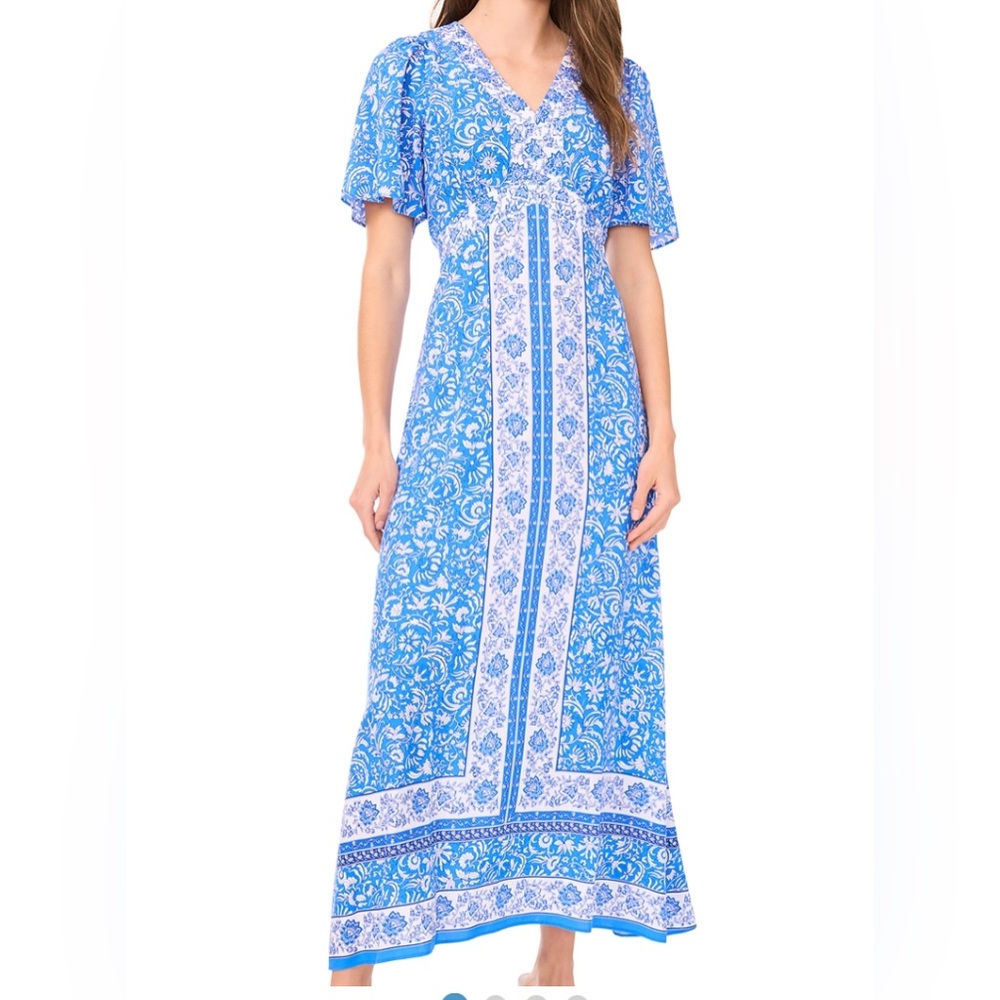 MSK Vibrant Blue Floral Maxi Dress